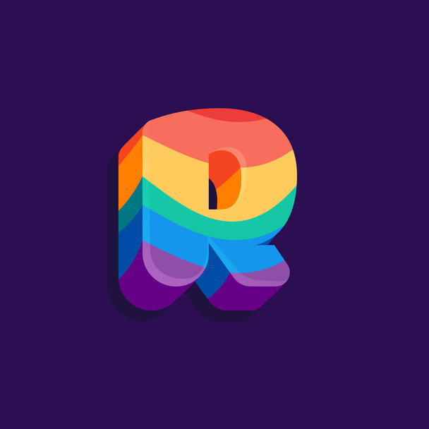 R letter volume logo with Pride LGBTQ flag pattern. Vector Illustration perfect for your rainbow identity, transgender banner, gays and lesbians posters, bisexual design, etc. - Vector, Image