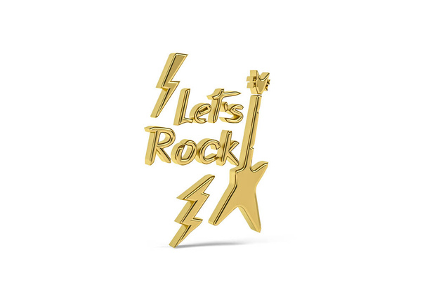 Icono de música rock 3d dorado aislado sobre fondo blanco - 3D render - Foto, Imagen