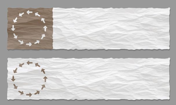 set of two banners with crumpled paper and arrows - Vector, Image