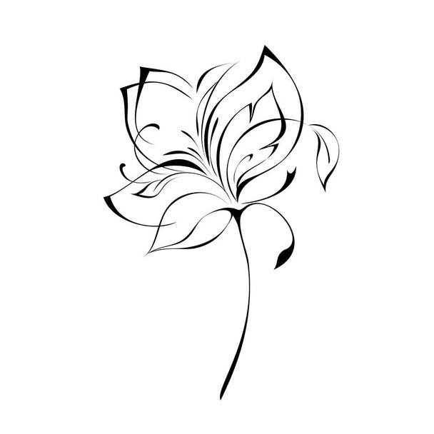 stylized flower with large petals on a stem without leaves. graphic decor - Vetor, Imagem