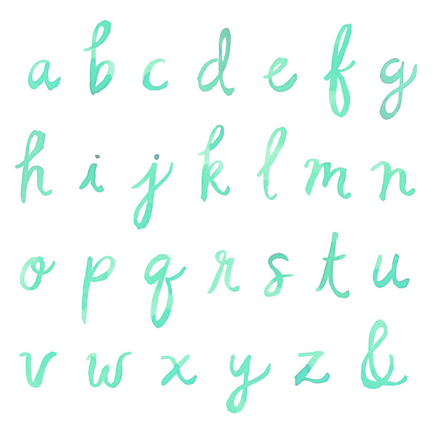 Cursive Watercolor Alphabet - Lowercase - Photo, Image