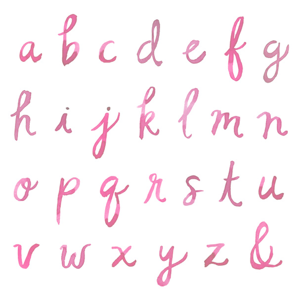 Alfabeto de acuarela cursiva - minúscula
 - Foto, Imagen