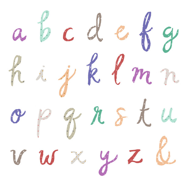 Курсивные буквы алфавита с точками польки
 - Фото, изображение