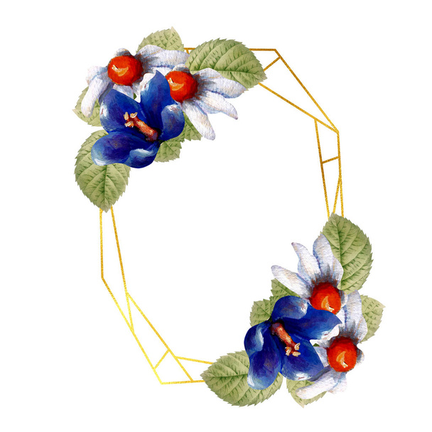 Corona de flores de primavera, perfecta para usar en la web o en impresión - Foto, imagen