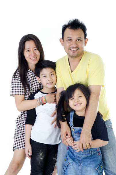 Happy Asian family  - isolated over white - Photo, Image