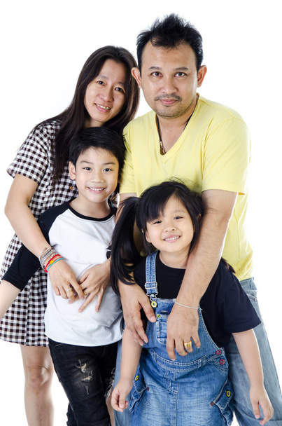 boldog ázsiai család - elszigetelt, felett fehér - Fotó, kép