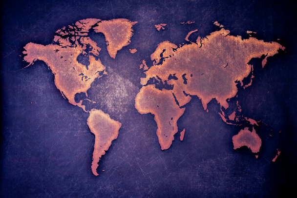 Schematische wereldkaart - Foto, afbeelding