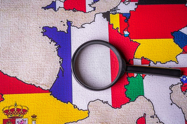 France avec drapeau sur fond de carte Erope - Photo, image