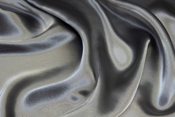 The texture of the silk fabric is silver-blue. Chiffon. Background, pattern. - Foto, imagen