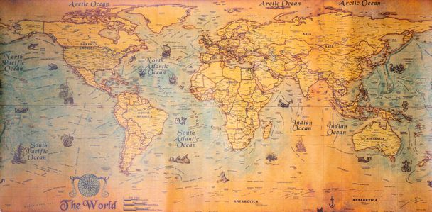 Старая винтажная ретро карта мира - Фото, изображение