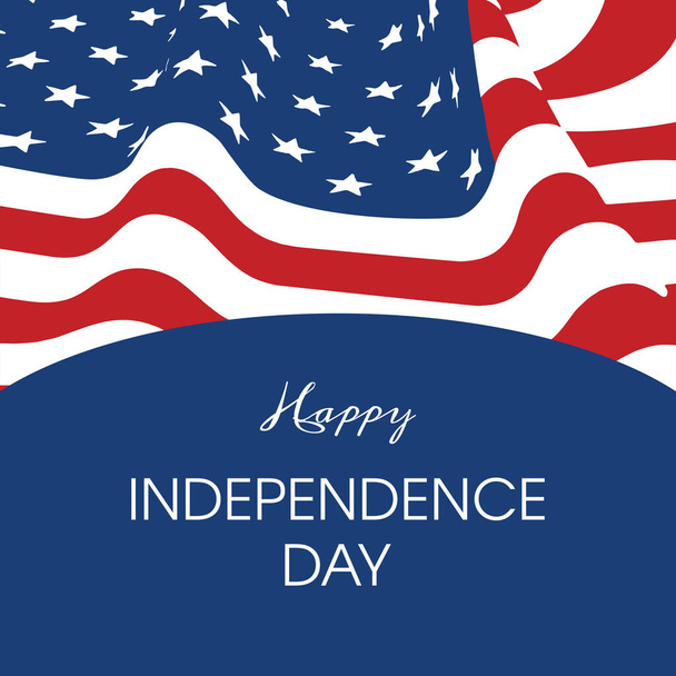 Cartaz do Dia da Independência Feliz com vetor de bandeira americana acenando. Estados Unidos independência dia bandeira vetor. 4 de Julho. Dia importante - Vetor, Imagem