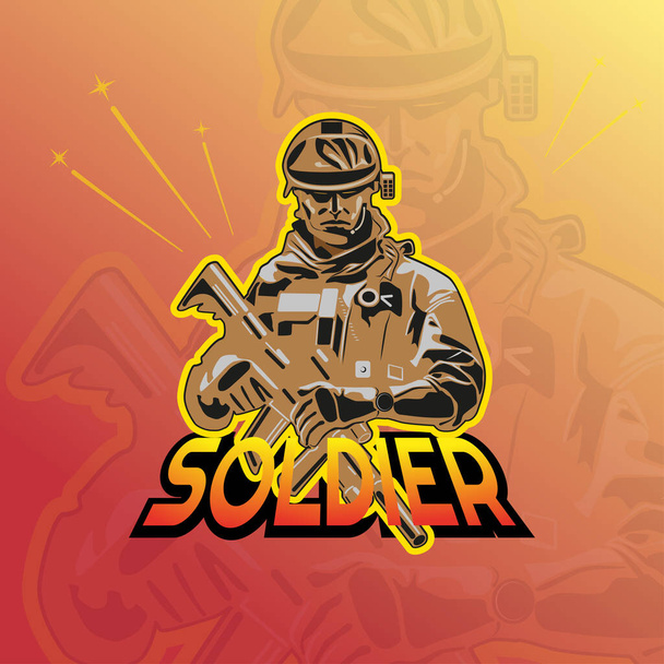 mascot logo soldier esport logo, esport gaming-vector - Vektör, Görsel