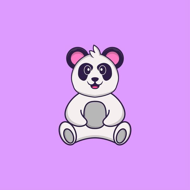 Roztomilá Panda sedí. Animální kreslený koncept izolovaný. Lze použít na tričko, přání k pozdravu, pozvánku nebo maskota. - Vektor, obrázek