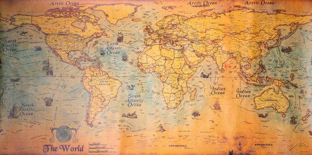 Старая винтажная ретро карта мира - Фото, изображение
