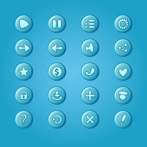 Set of mobile bright blue vector elements for UI Game Design (ga - Διάνυσμα, εικόνα