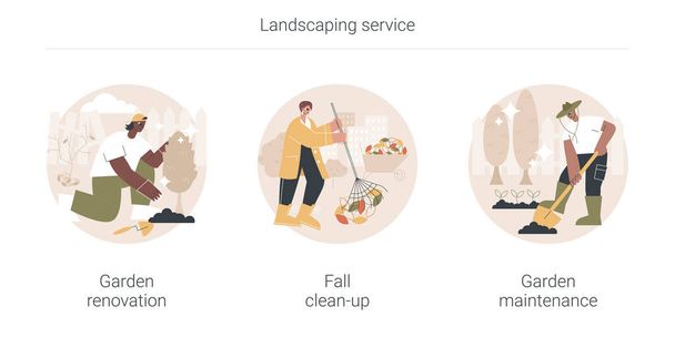 Landscaping service abstract concept vector illustrations. - Vector, Image