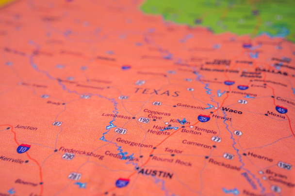 Texas State on map travel background - Photo, Image