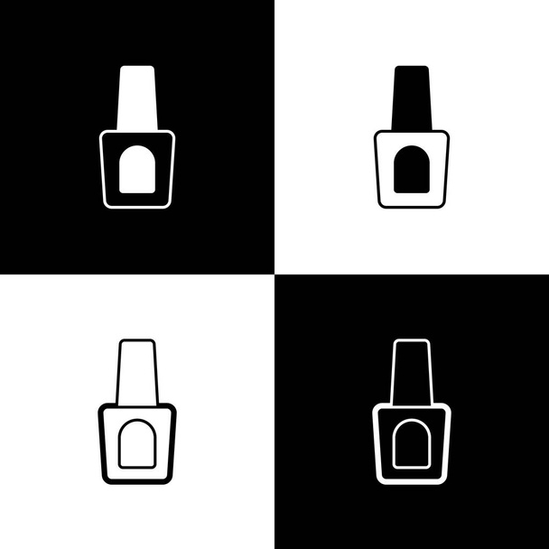 Set Bottle of nail polish icon isolated on black and white background. Vector - Vector, Image