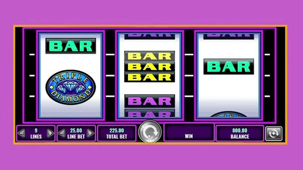 Illustrazione 3d - primo piano Gioca su gioco di slot machine - Foto, immagini