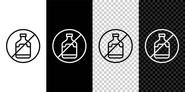 Kein Alkohol-Symbol isoliert auf schwarz-weißem, transparentem Hintergrund. Alkoholverbot. Verbotenes Symbol mit Bierflaschenglas. Vektor - Vektor, Bild