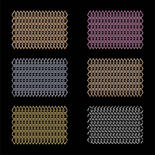 Conjunto de patrones de tejido metálico. Tejiendo círculos, rombos, cuadrados. Fondo abstracto. - Foto, Imagen
