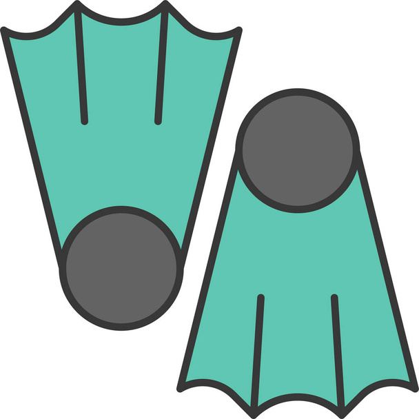 dive fins nautical icon in filled-outline style - Wektor, obraz