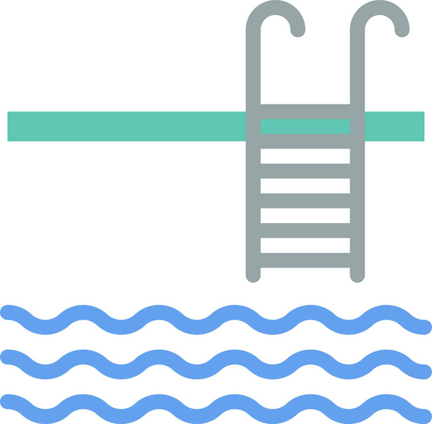 échelle piscine échelle icône en style plat - Vecteur, image