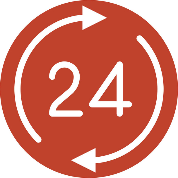 Icono de negocio 24 horas 24hrs en estilo plano - Vector, Imagen