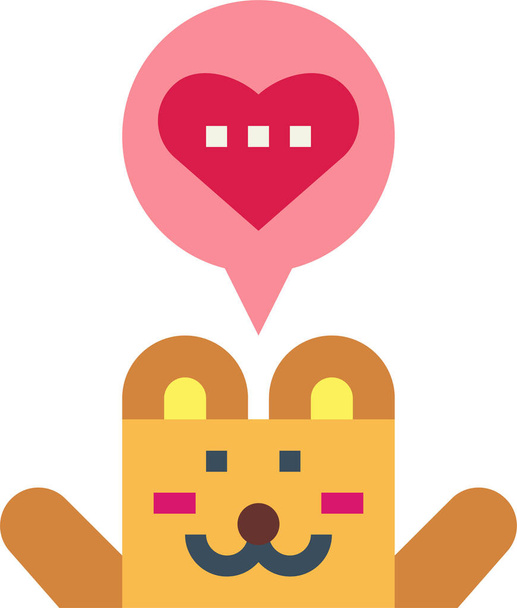 bear heart love icon in flat style - Vektor, obrázek