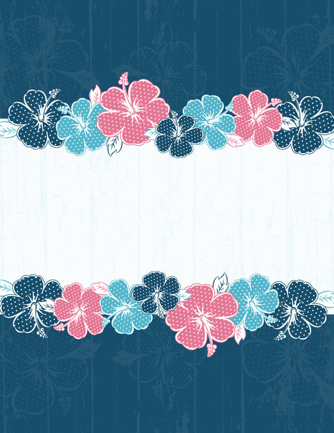 Frame of hibiscus on blue background - ベクター画像