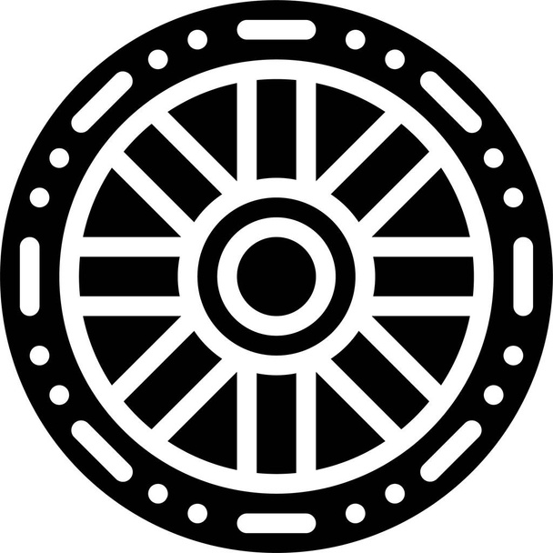 car tire wheel icon in solid style - Vector, Image