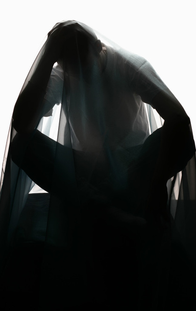 Abstract man figure on white light - Foto, Imagem