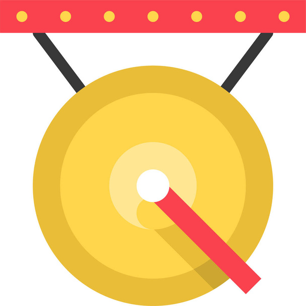 chinese cny gong icon in flat style - Vector, Image