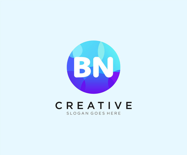 BN initial logo With Colorful Circle template - Vector, Image