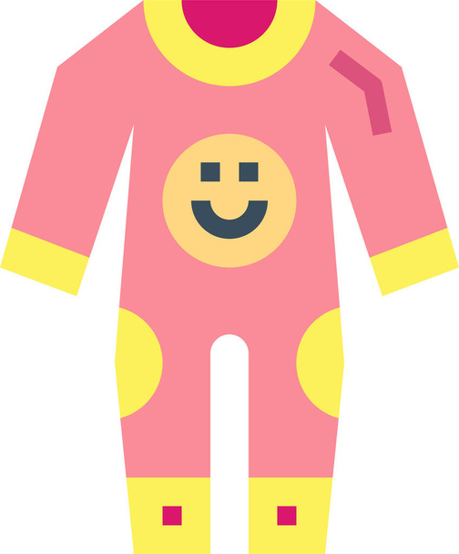 дитячий одяг піжама значок в плоскому стилі
 - Вектор, зображення