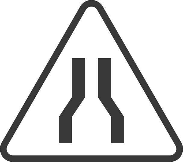 Vietato strada stretta icona del segnale stradale in stile solido - Vettoriali, immagini