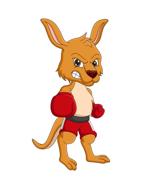 Векторная иллюстрация мультяшного кенгуру в боксёрских перчатках - Вектор,изображение