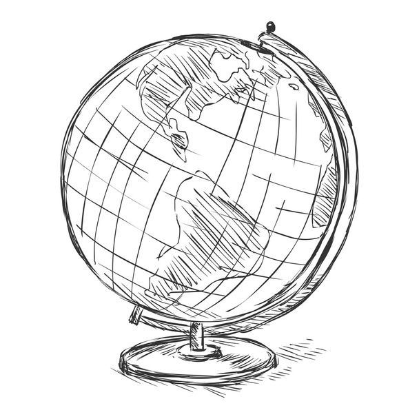 Sketch School Maantieteellinen Globe
 - Vektori, kuva