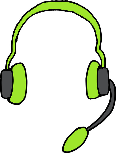 audio headphones headset icon in handdrawn style - Vector, Image