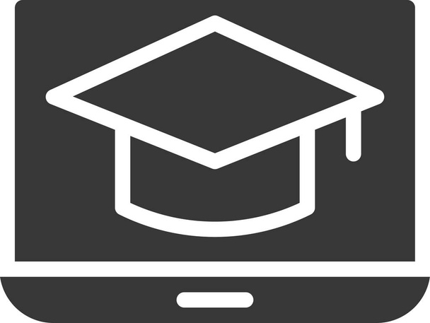 e learning graduation graduation cap icon in solid style - Vector, Image