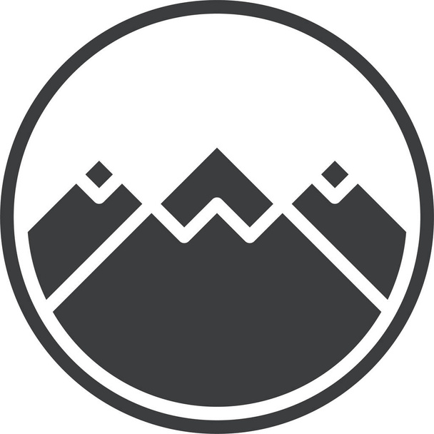 kopce krajina hora ikona v pevném stylu - Vektor, obrázek