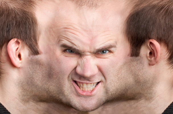 Panoramic face of malicious man - Photo, Image