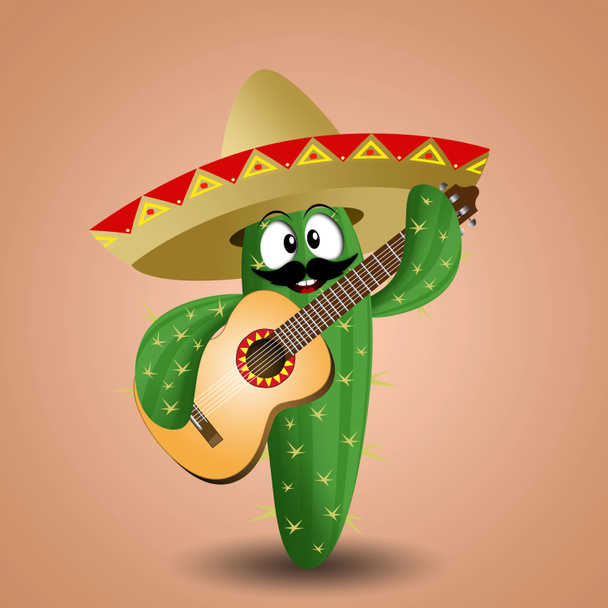 kaktus z sombrero i gitara - Zdjęcie, obraz