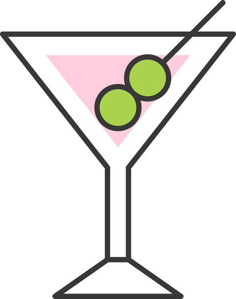 alkollü kokteyl ikonu ana hatlarıyla - Vektör, Görsel