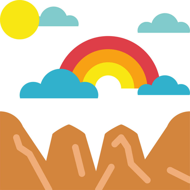 atmosphärische Wolken Regenbogen-Ikone im flachen Stil - Vektor, Bild