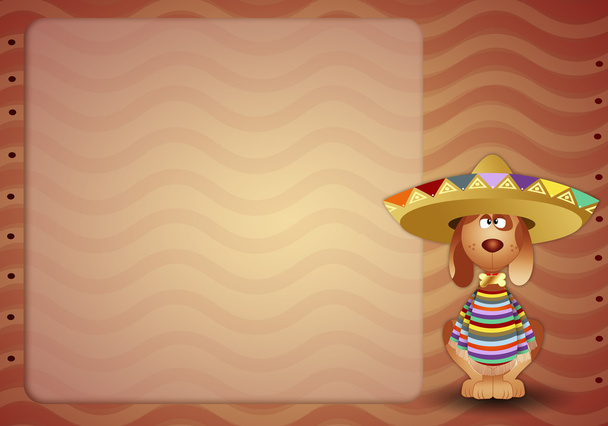 Funny dog with mexican sombrero and poncho - Fotoğraf, Görsel
