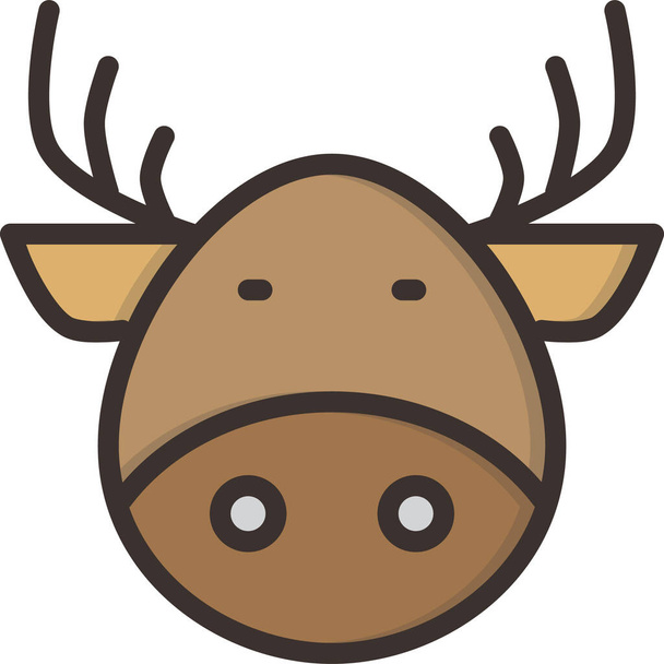 иконка оленя на Рождество в стиле филедлайн - Вектор,изображение