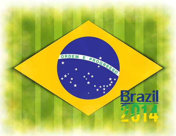 Illustration football card in Brazil flag colors - Vector, Image