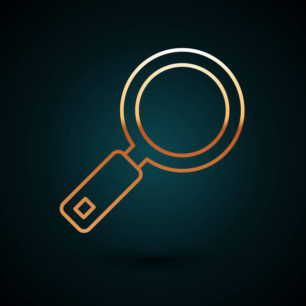 Gold line Magnifying glass icon isolated on dark blue background. Search, focus, zoom, business symbol.  Vector - Vector, Image
