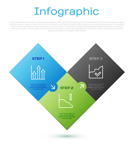 Aseta linja Pie kaavio infographic, Taloudellinen kasvu kasvaa ja vähenee. Business infografinen malli. Vektori - Vektori, kuva
